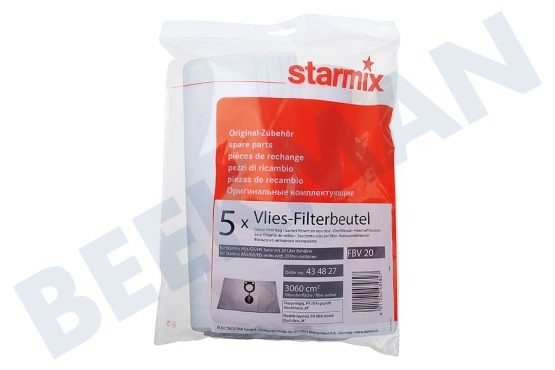 Starmix Stofzuiger Stofzuigerzak AS + GS systemen 20 liter micro fleece