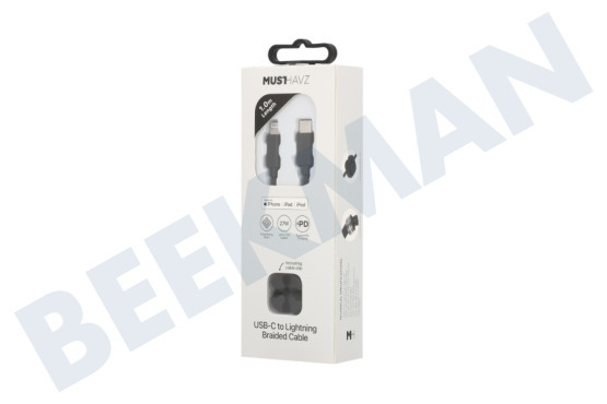 Musthavz  MHBRCABUSBLIGHTB Musthavz USB-C to Lightning Braided Cable 1.0 meter, zw