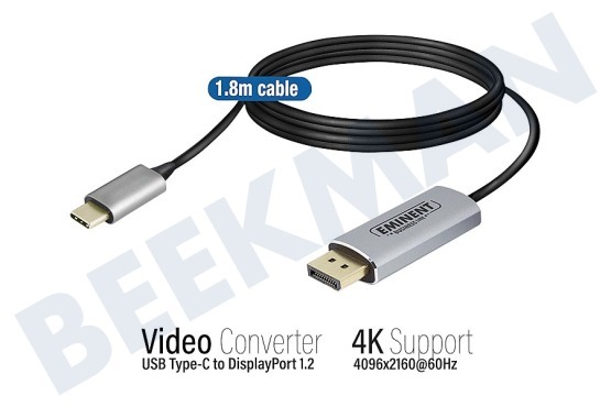Eminent  AB7875 USB Type-C naar Displayport 4K Aansluitkabel 1,8m
