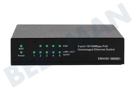 Eminent  EM4430 Power over Ethernet Switch met 5 poorten