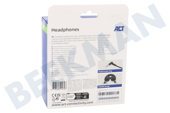 ACT  AC9300 Opvouwbare stereo hoofdtelefoon met 3,5mm jack plug