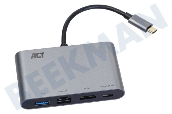 ACT  AC7040 USB-C -HDMI Multiport Adapter met Ethernet en USB Hub