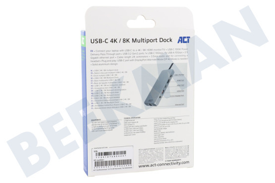 ACT  AC795 USB-C 4K / 8K 60Hz Dockingstation