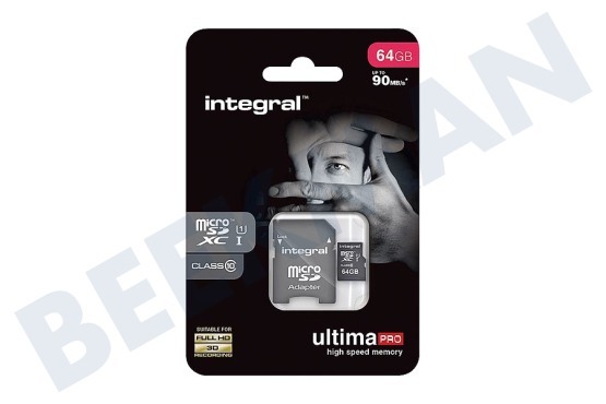 Integral  INMSDX64G10-90U1 Ultima Pro Micro SDHC Class 10 64GB 90MB/s