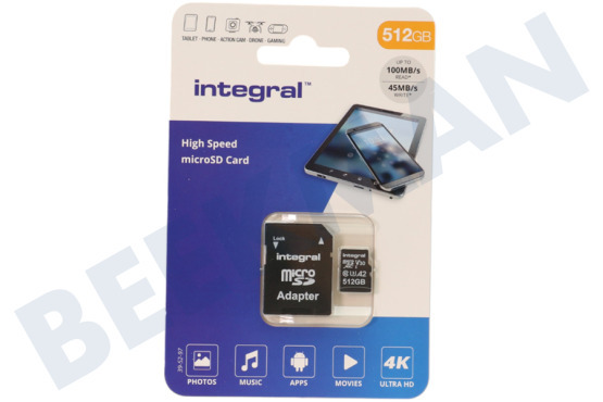 Integral  INMSDX512G-100V30 V30 High Speed micro SDHC Card 512GB
