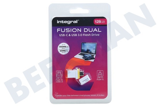 Integral  Fusion Dual Flash Drive USB-C & USB 3.1 Gen 1 128GB