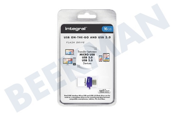 Integral  INFD16GBMIC3.0-OTG Micro Fusion USB 3.0 OTG Flash Drive 16GB