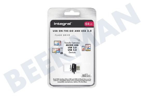 Integral  INFD64GBMIC3.0-OTG Micro Fusion USB 3.0 OTG Flash Drive 64GB