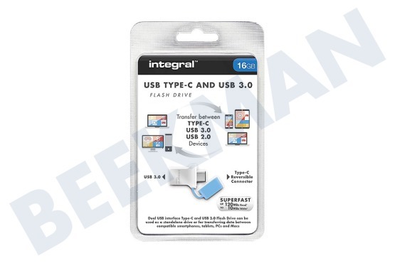 Integral  INFD16GBFUS3.0-C Fusion USB 3.0 Flash Drive 16GB