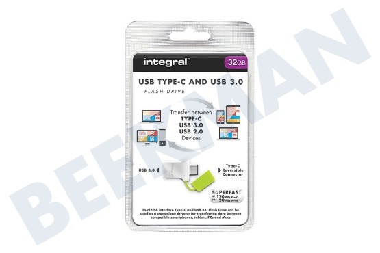 Integral  INFD32GBFUS3.0-C Fusion USB 3.0 Flash Drive 32GB