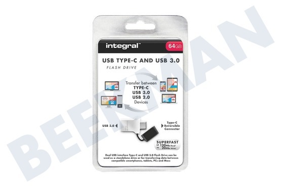 Integral  INFD64GBFUS3.0-C Fusion USB 3.0 Flash Drive 64GB