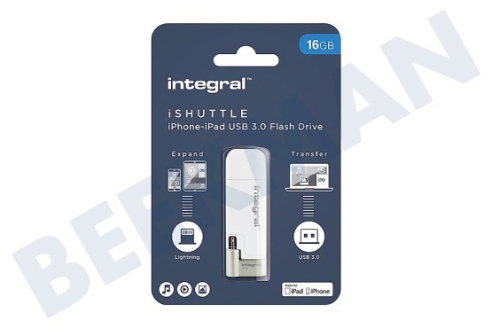 Integral  INFD16GBISHUTTLE iShuttle Lightning & USB 3.0 Flash Drive 16GB