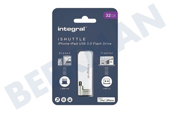 Integral  INFD32GBISHUTTLE iShuttle Lightning & USB 3.0 Flash Drive 32GB