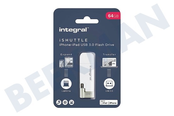 Integral  INFD64GBISHUTTLE iShuttle Lightning & USB 3.0 Flash Drive 64GB
