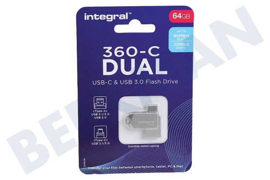 Integral  360-C Dual Typer-C & USB3.0 Flash Drive 64 GB