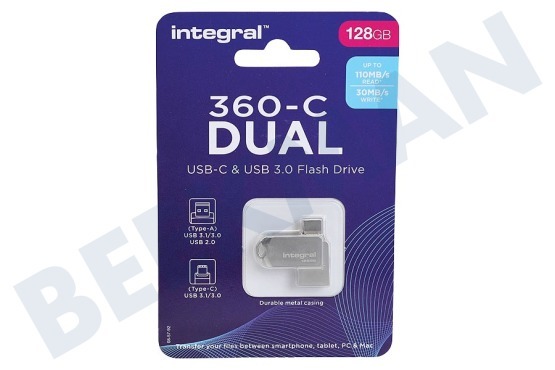 Integral  360-C Dual Typer-C & USB3.0 Flash Drive 128 GB