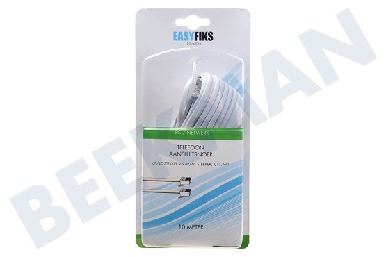 Universeel  Telefoonkabel Wit, 2x RJ11 6p4c Male, 10.0 Meter