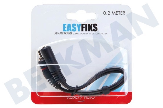 Easyfiks  Jack Verloopkabel Contra 3.5mm Female - 2x Tulp RCA Male