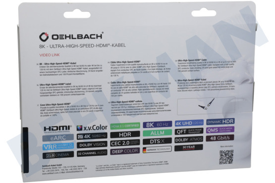 Oehlbach  D1C33104 Excellence Ultra-High-Speed HDMI 2.1 kabel, 5 Meter