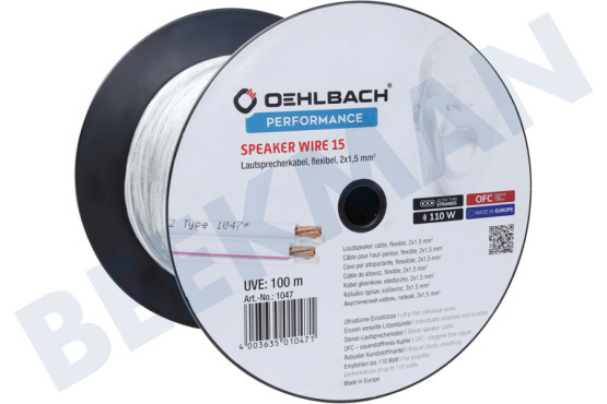 Oehlbach  D1C1047 Performance Luidsprekerkabel 2x1,5mm Wit