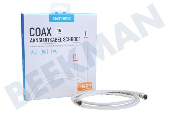 Technetix  11200490 Coax Aansluitkabel Schroef 1,5 meter