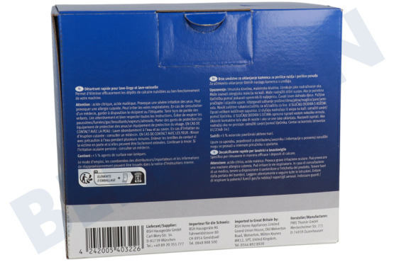 Bosch Wasmachine Y188312331 Ontkalker Snelontkalker, 4x250g