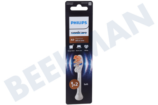 Philips  HX9092/87 Tandenborstelset Premium All-in-One A3 opzetborstels, 2 stuks, wit