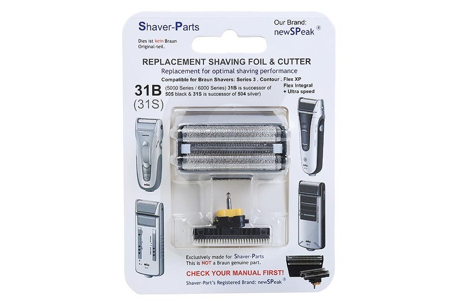 NewSPeak Maquinilla de afeitar Paquete combinado de lámina de afeitar con bloque de cuchillos para Braun maquinilla de afeitar 4313042932618 adecuado para entre otros Flex Integ.5015-5515-6520