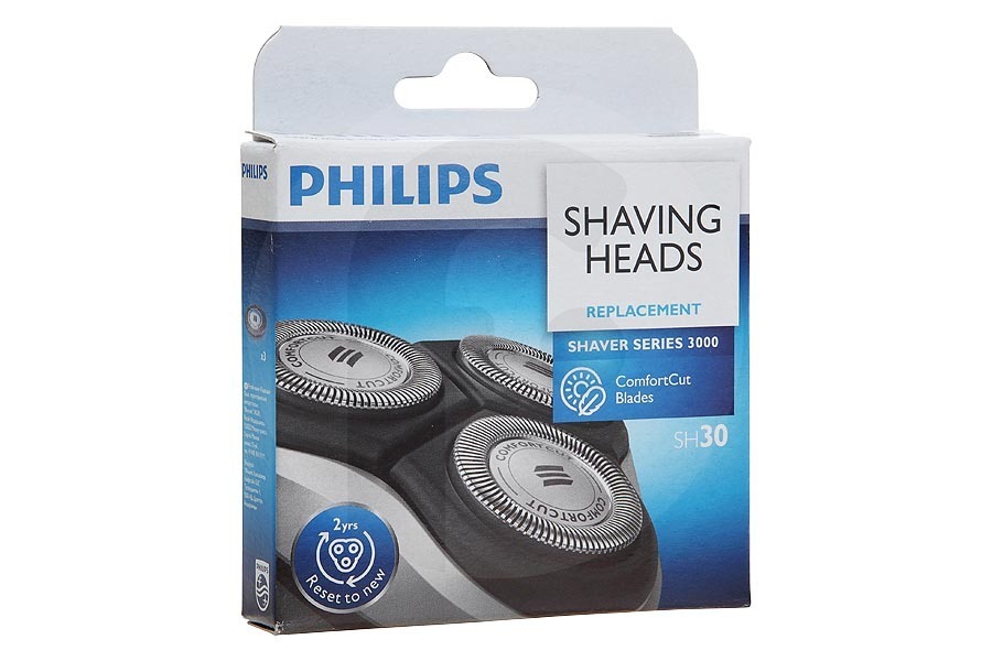 Philips Maquinilla de afeitar Cabezales de afeitador (SH30, 3 cabezales) p. afeitadora SH30/50 adecuado para entre otros Máquina de afeitar de la serie 3000